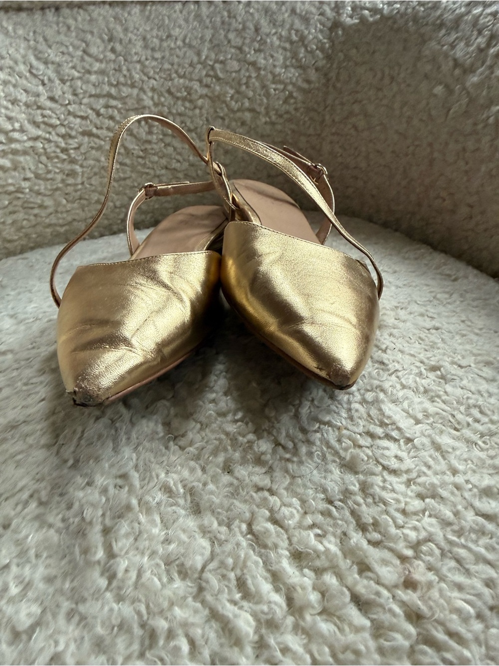 Naturalizer Metallic Gold Pointed Toe Slingback Flats - Picture 5 of 5